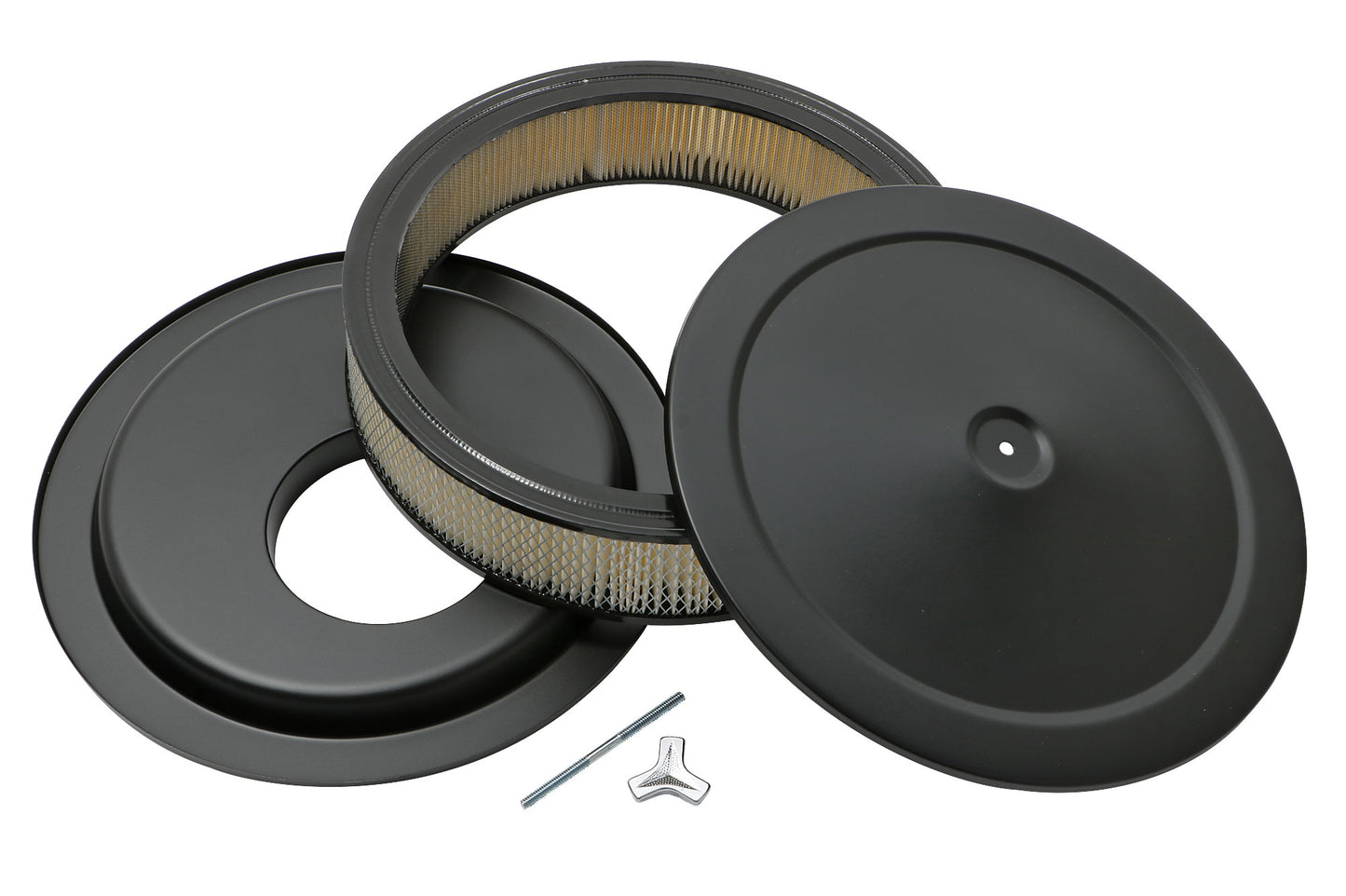 Trans-Dapt Performance Asphalt Black Powder Coated Air Cleaner 14 X 3 Offset Base 8662