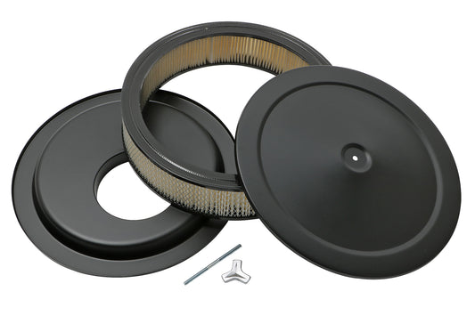 Trans-Dapt Performance Asphalt Black Powder Coated Air Cleaner 14 X 3 Offset Base 8662