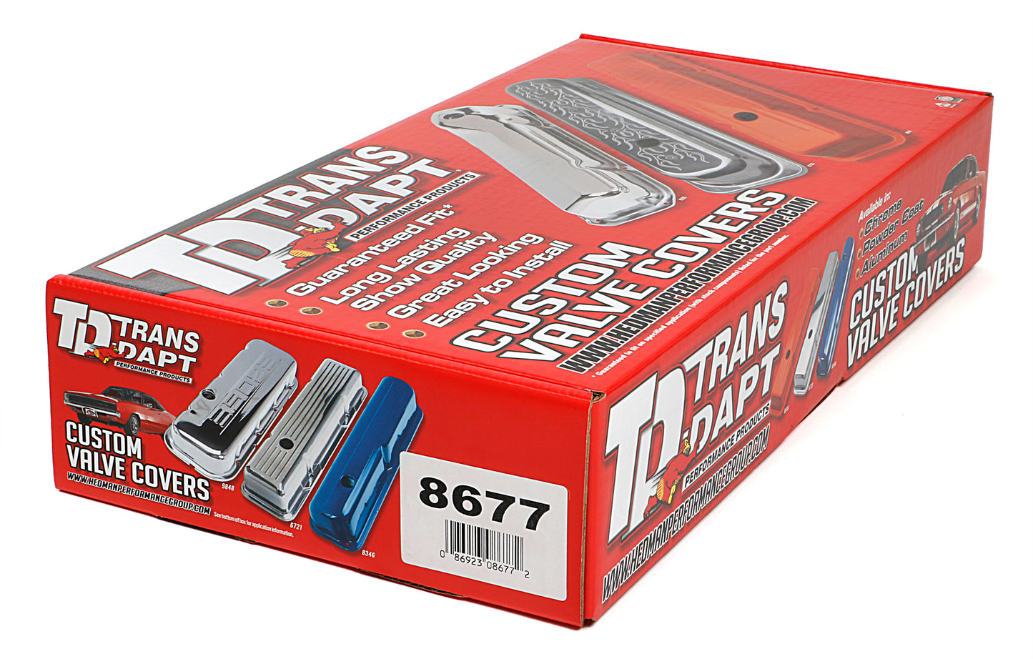 Trans-Dapt Performance Chevy 350 Logo Tall Asphalt Black Powder Coated Valve Covers 8677