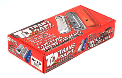 Trans-Dapt Performance Chevy 327 Logo Tall Asphalt Black Powder Coated Valve Covers 8679