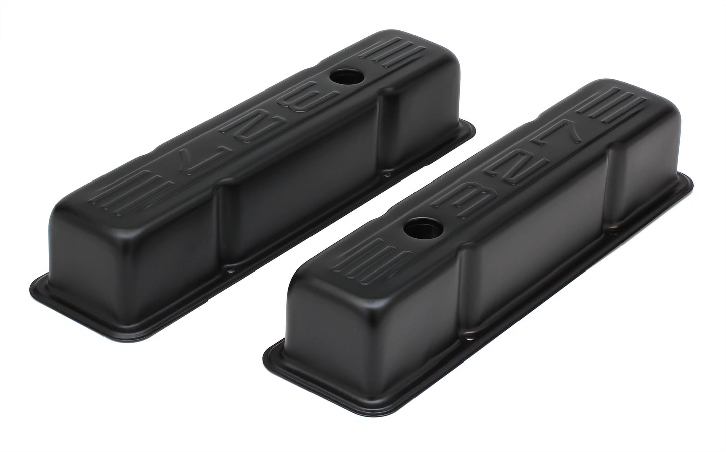 Trans-Dapt Performance Chevy 327 Logo Tall Asphalt Black Powder Coated Valve Covers 8679