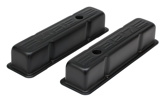 Trans-Dapt Performance Chevy 327 Logo Tall Asphalt Black Powder Coated Valve Covers 8679