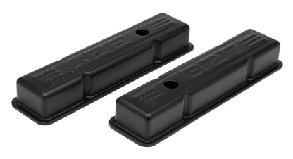 Trans-Dapt Performance Chevy 327 Logo Short Asphalt Black Powder Coated Valve Covers 8680