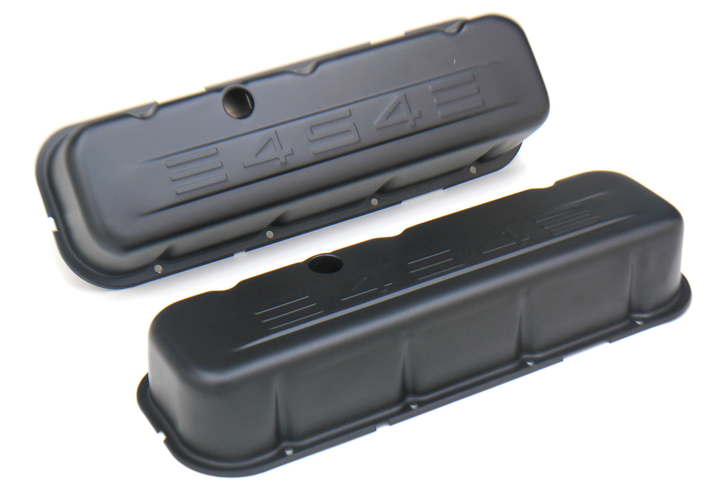 Trans-Dapt Performance Chevy 454 Logo Tall Asphalt Black Powder Coated Valve Covers 8681