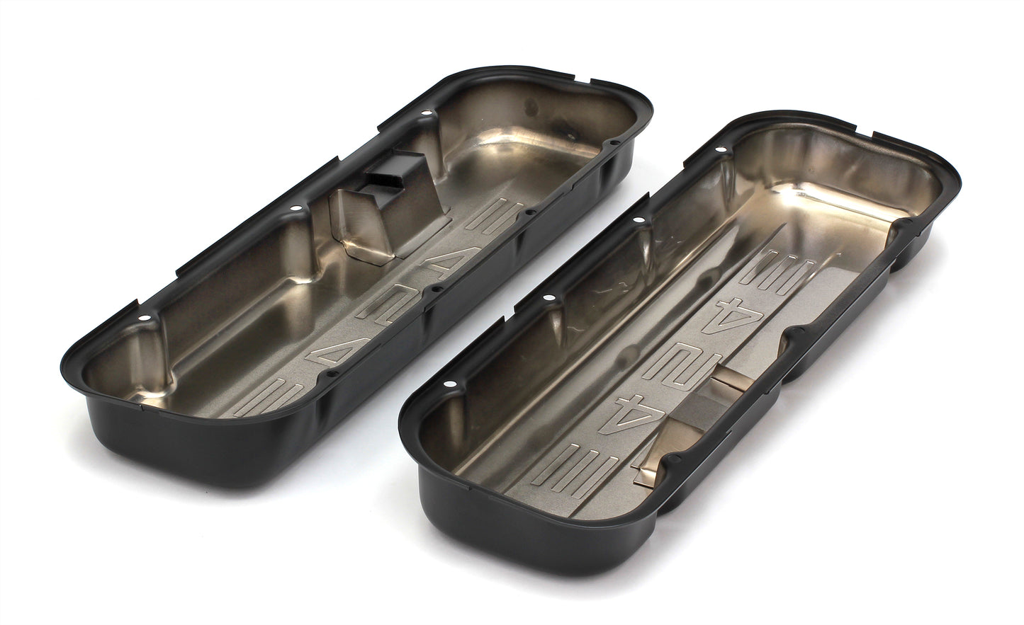 Trans-Dapt Performance Chevy 454 Logo Short Asphalt Black Powder Coated Valve Covers 8682