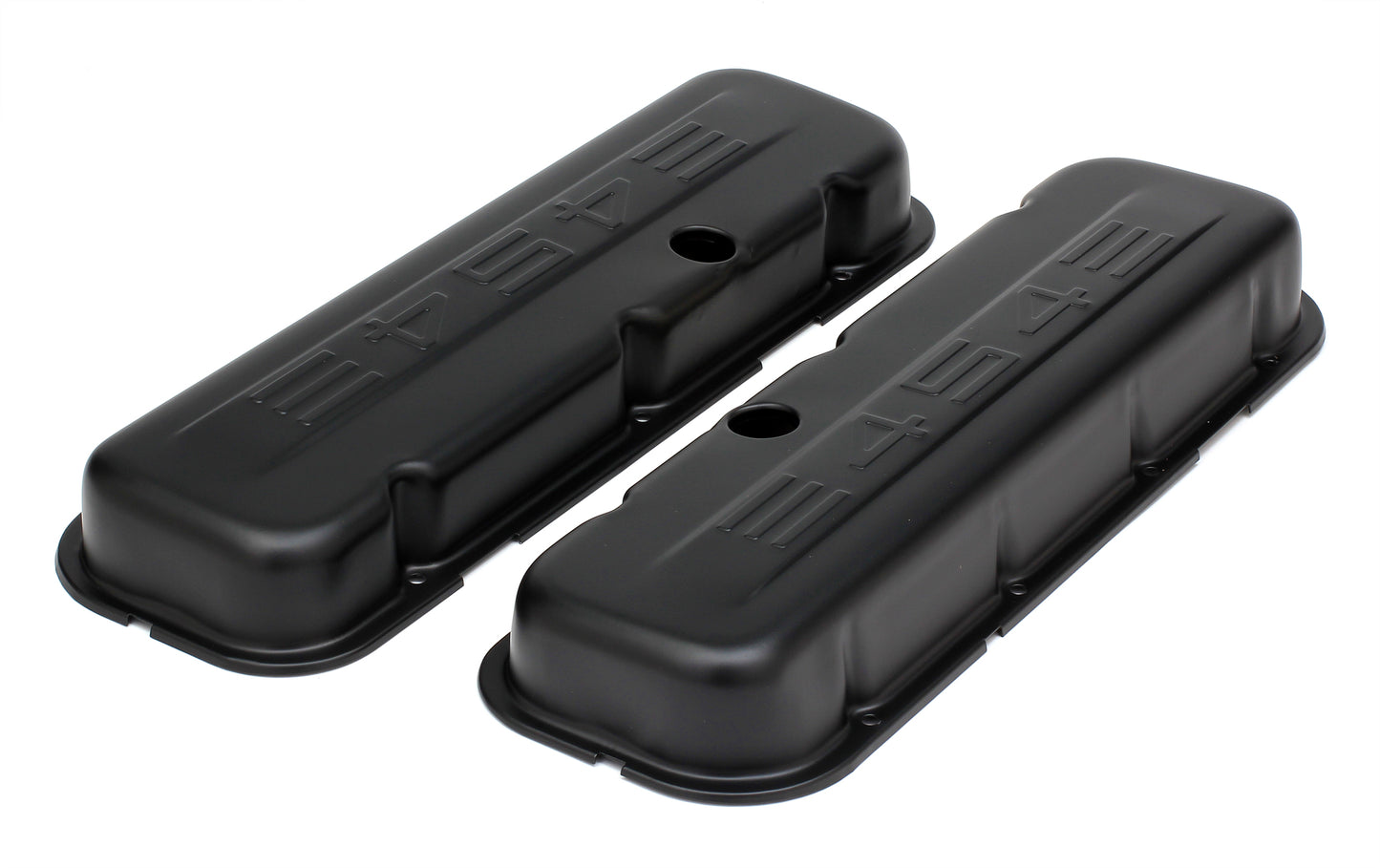 Trans-Dapt Performance Chevy 454 Logo Short Asphalt Black Powder Coated Valve Covers 8682