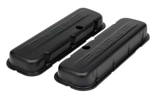 Trans-Dapt Performance Chevy 454 Logo Short Asphalt Black Powder Coated Valve Covers 8682