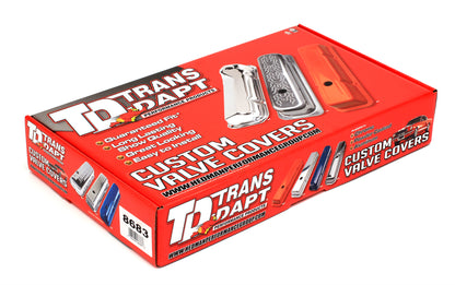 Trans-Dapt Performance Chevy 502 Logo Short Asphalt Black Powder Coated Valve Covers 8683