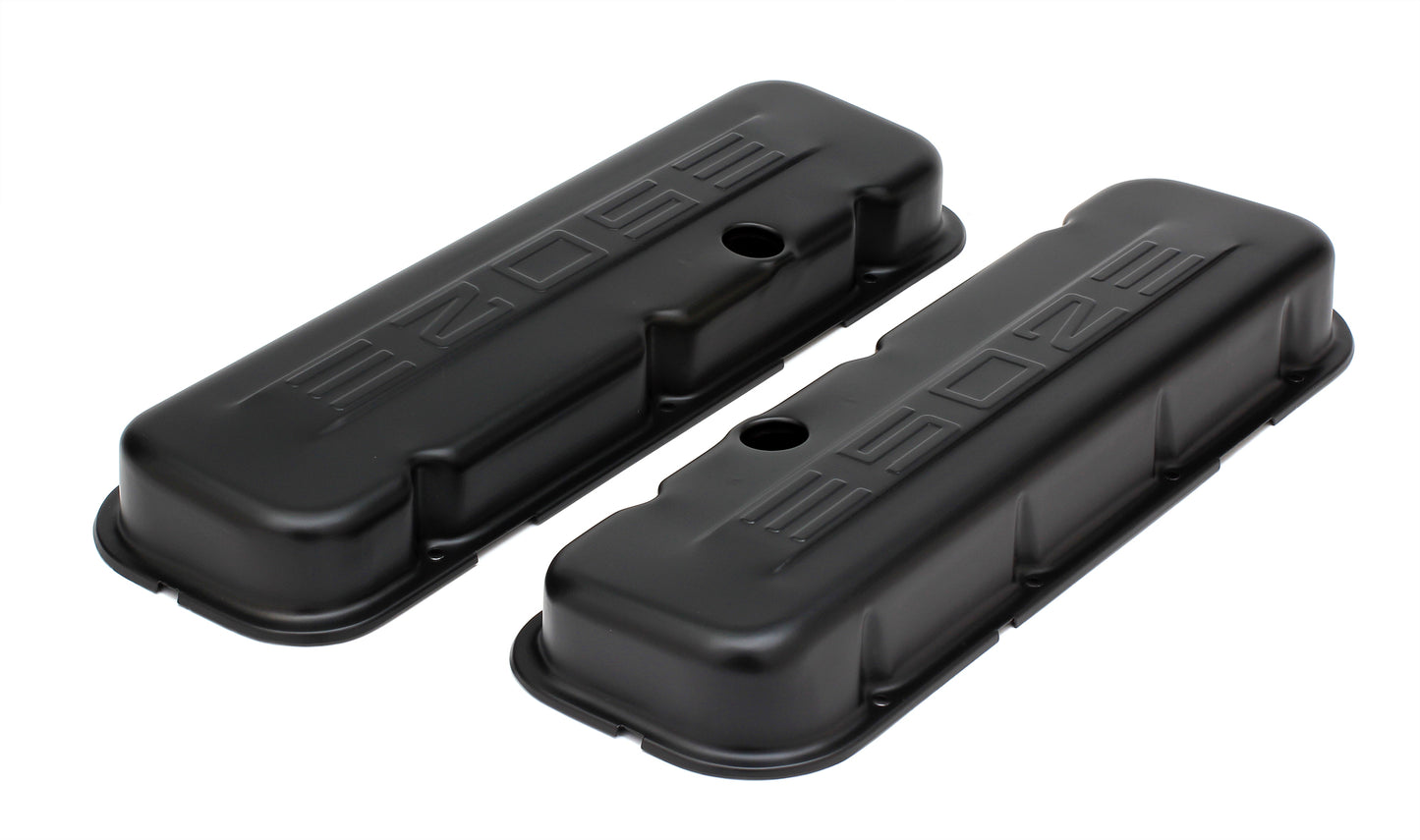 Trans-Dapt Performance Chevy 502 Logo Short Asphalt Black Powder Coated Valve Covers 8683