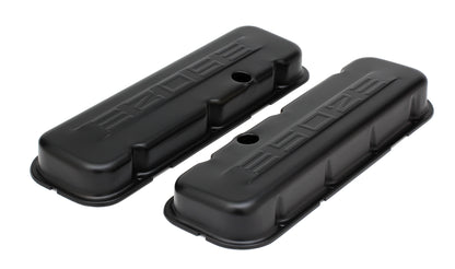 Trans-Dapt Performance Chevy 502 Logo Short Asphalt Black Powder Coated Valve Covers 8683