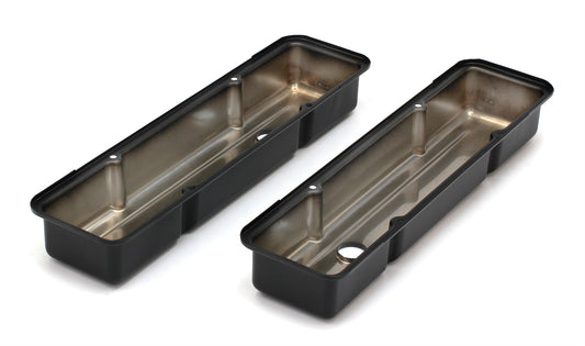 Trans-Dapt Performance Chevy 283-400 Short Asphalt Black Powder Coated Valve Covers- Unbaffled 8685