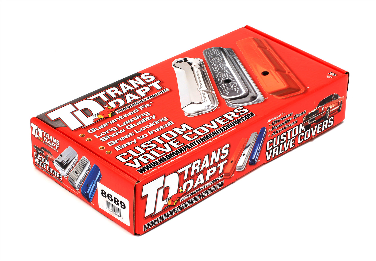 Trans-Dapt Performance Chevy 5.0-5.7L (Trucks Only); Asphalt Black Powder Coated Valve Cover Caps 8689