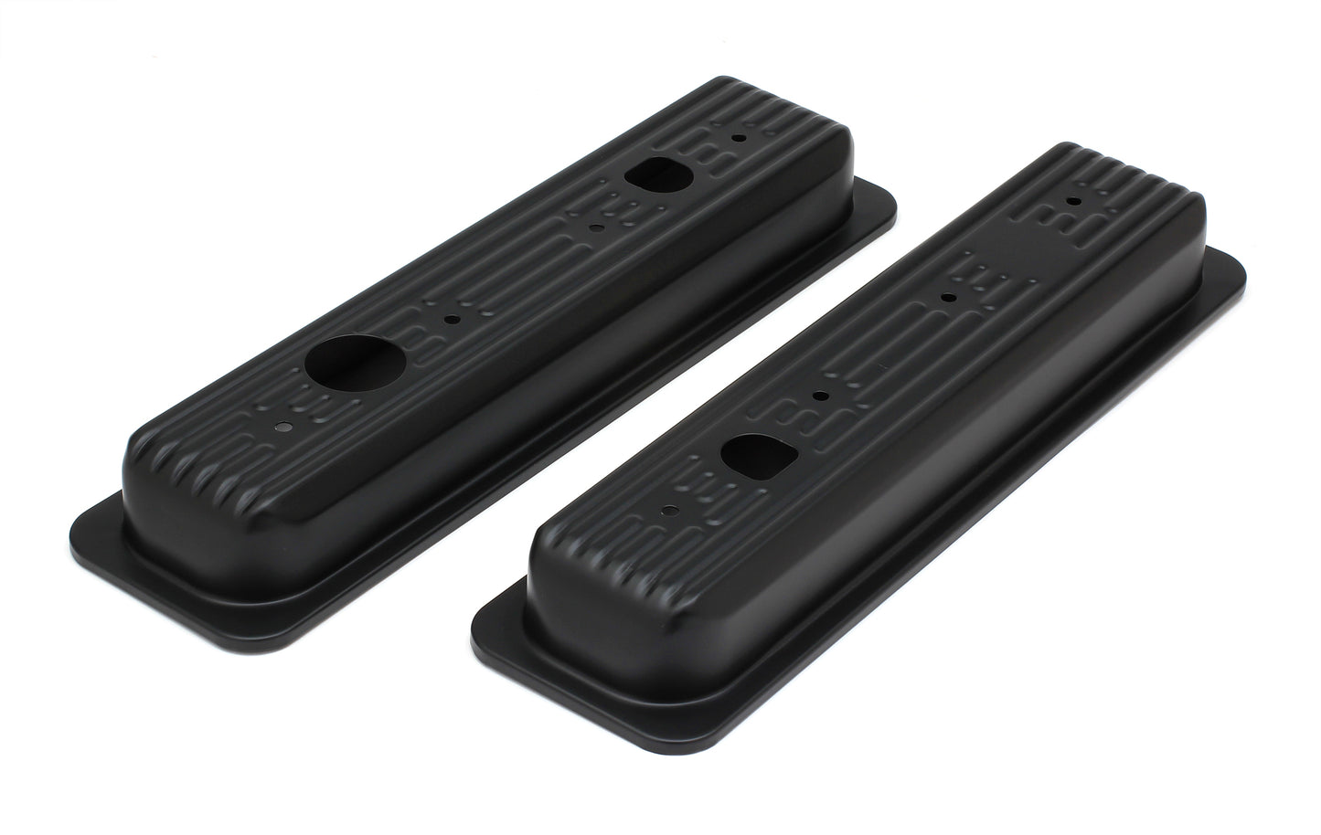 Trans-Dapt Performance Chevy 5.0-5.7L (Trucks Only); Asphalt Black Powder Coated Valve Cover Caps 8689
