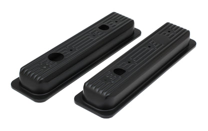 Trans-Dapt Performance Chevy 5.0-5.7L (Trucks Only); Asphalt Black Powder Coated Valve Cover Caps 8689