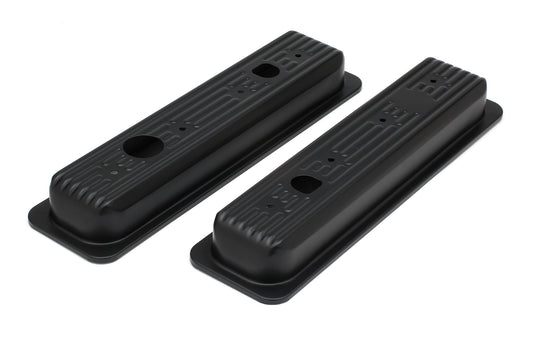 Trans-Dapt Performance Chevy 5.0-5.7L (Trucks Only); Asphalt Black Powder Coated Valve Cover Caps 8689