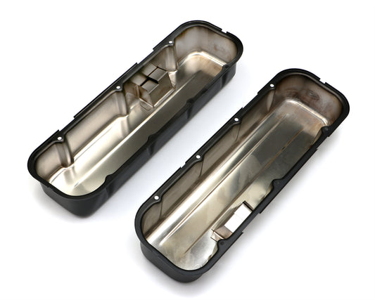 Trans-Dapt Performance Chevy 396-502 Tall Asphalt Black Powder Coated Baffled Valve Covers 8692