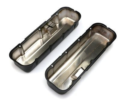 Trans-Dapt Performance Chevy 396-502 Tall Asphalt Black Powder Coated Baffled Valve Covers 8692