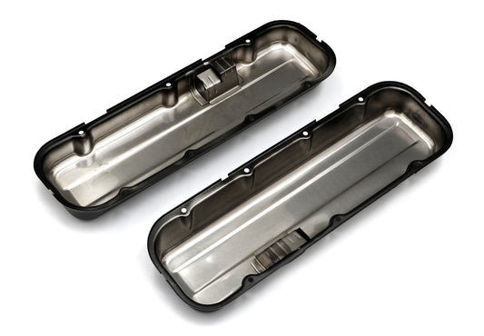 Trans-Dapt Performance Chevy 396-502 Short Asphalt Black Powder Coated Baffled Valve Covers 8693