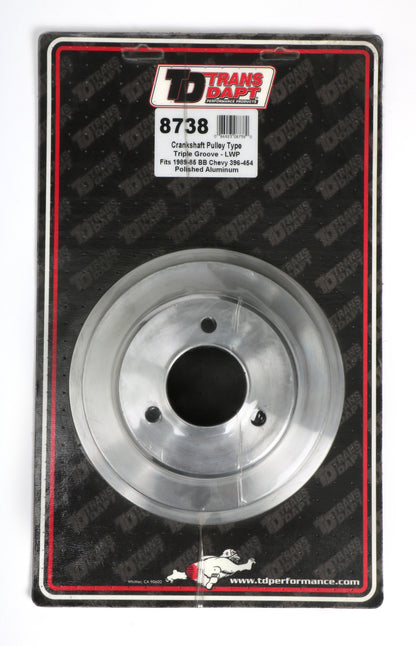 Trans-Dapt Performance Crankshaft Pulley Aluminum Bb Chevy Lwp Polished Finish 8738