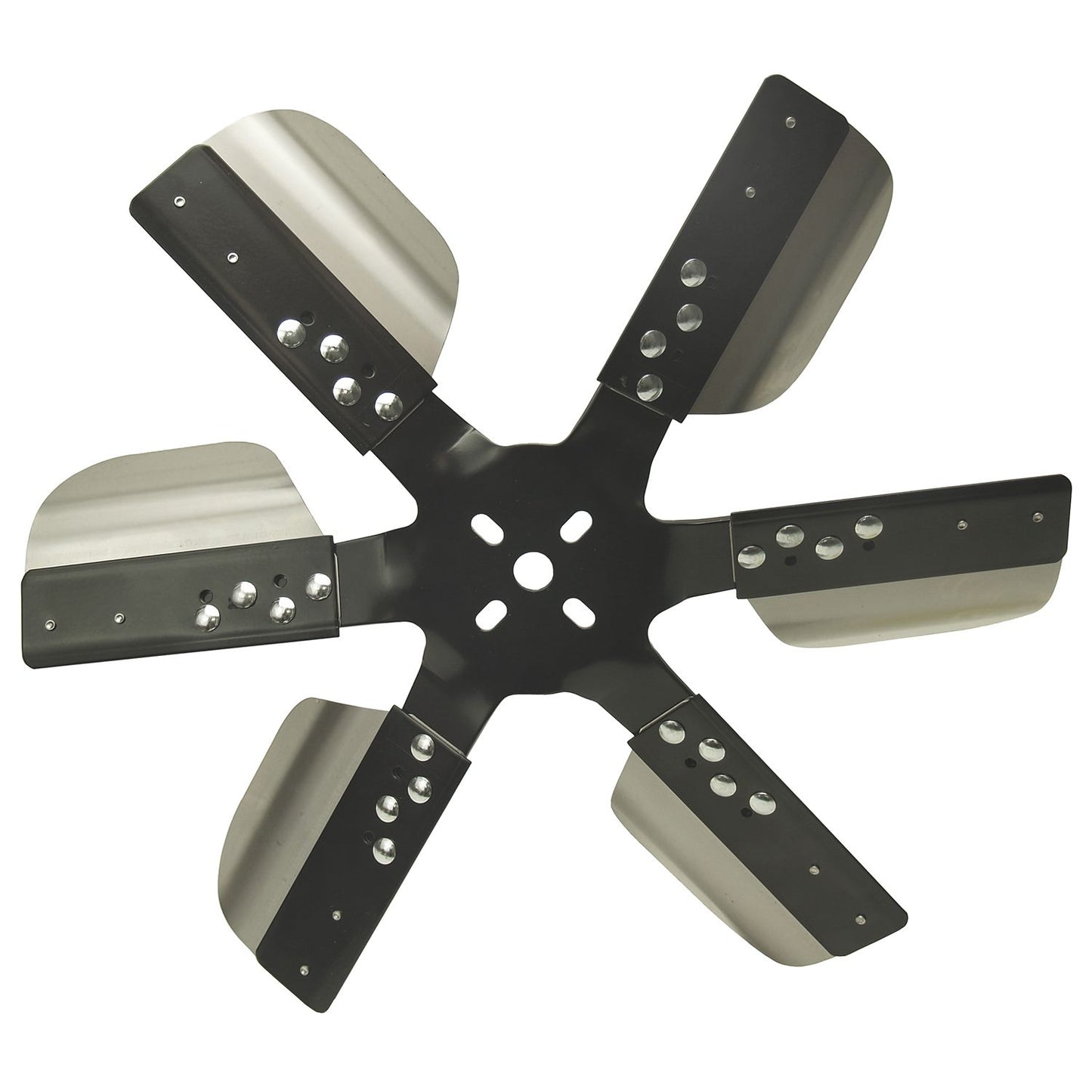 Derale 17" Heavy Duty Stainless Steel Reverse Rotation Flex Fan, Black Hub 17617