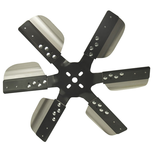 Derale 17" Heavy Duty Stainless Steel Reverse Rotation Flex Fan, Black Hub 17617
