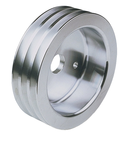 Trans-Dapt Performance Crankshaft Pulley; 3 Groove; Chevrolet 283-350; Short Water Pump- Machined Aluminum 8880