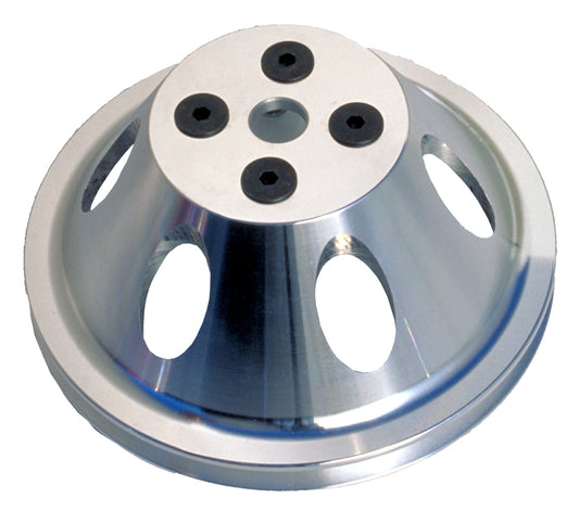 Trans-Dapt Performance Water Pump Pulley; 1 Groove; 1955-1968 Chevrolet 396-454; Short Water Pump- Polished Aluminum 8890