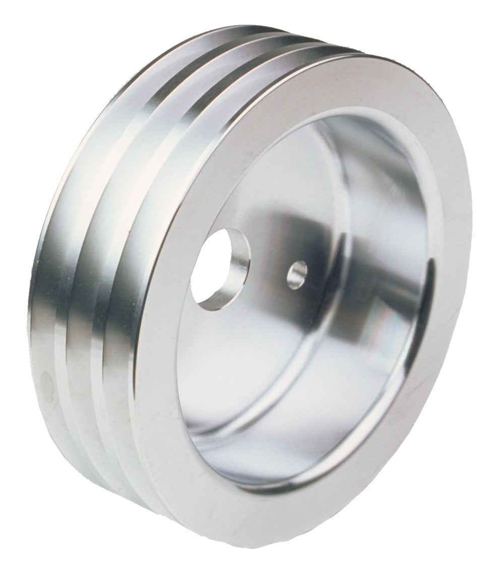 Trans-Dapt Performance Crankshaft Pulley; 3 Groove; 1955-1968 Chevrolet 283-350; Short Water Pump- Polished Aluminum 8895