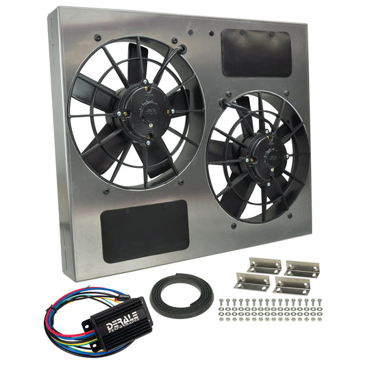 Derale Powerpack - High Output Dual 11" RAD Fan/Alum Shroud Kit w/ PWM Controller 66835