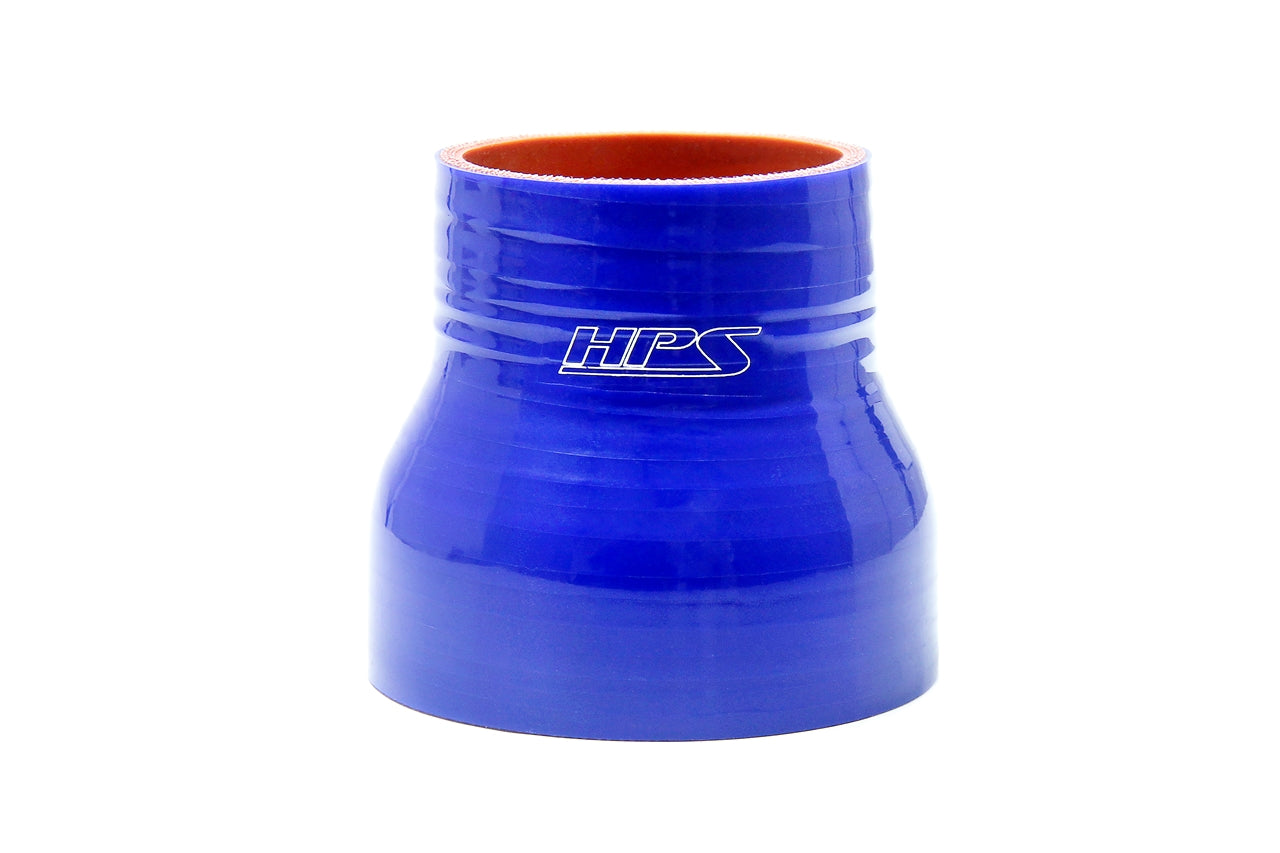 HPS Performance Silicone Reducer Hose High Temp 4-ply Reinforced 2-1/4" - 2-3/8" ID 3" Long Blue HTSR-225-238-BLUE