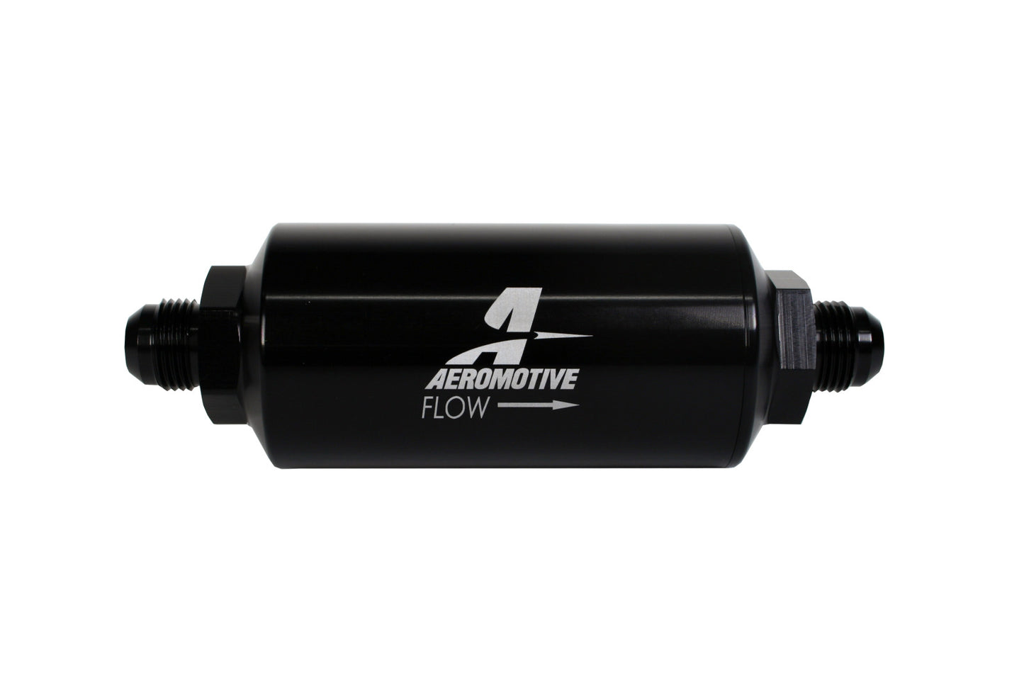 Aeromotive Filter, In-Line, 10-m Microglass Element, AN-08 Male, Bright-Dip Black, 2" OD 12375