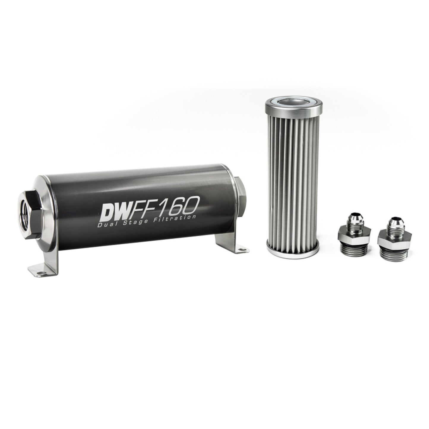 Deatschwerks In-line fuel filter element and housing kit, stainless steel 5 micron, -6AN, 160mm. Universal DEW-8-03-160-005K-6