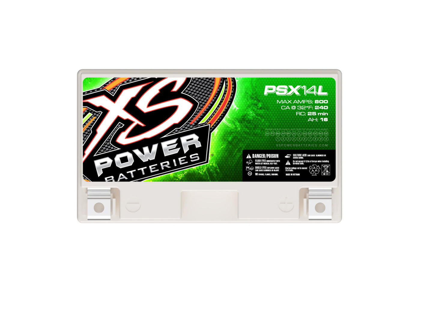 XS Power Batteries 12V AGM Powersports Series Batteries - M6 Terminal Bolts Included 800 Max Amps PSX14L
