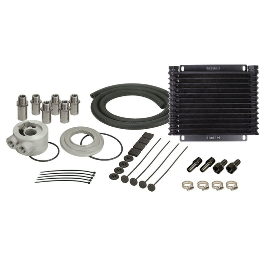 Derale 13 Row Plate & Fin Engine Oil Cooler Kit with Sandwich Adapter 15405