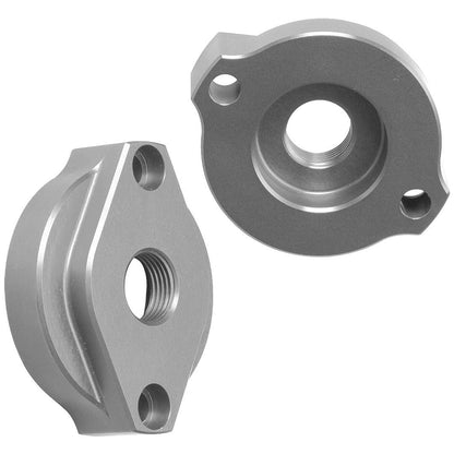 HAMBURGER'S PERFORMANCE PRODUCTS BOLT-ON BYPASS ADAPTER; SB/BB CHEVY ENGINES WITH FACTORY STYLE FILTER (NO BYPASS)- BILLET ALUMINUM 3326