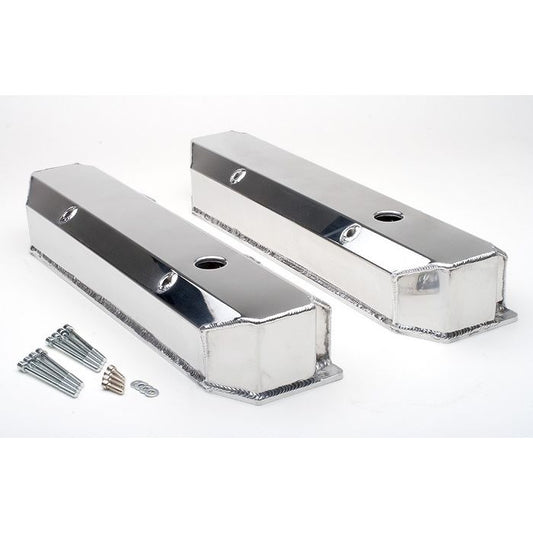 HAMBURGER'S PERFORMANCE PRODUCTS POLISHED ALUMINUM FABRICATED VALVE COVERS; MOPAR BB ENGINES; WITH HOLES/BAFFLES 1052