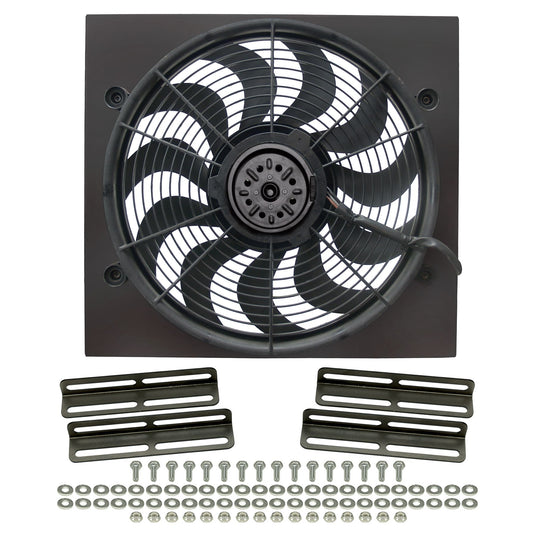 Derale High Output 17" Electric Puller Fan/Black Steel Shroud Kit 16919