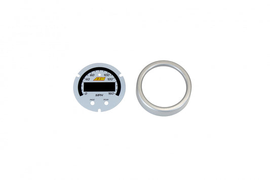AEM X-Series GPS Speedometer Gauge 0-160mph / 0-240kph Accessory Kit Silver Bezel & White Faceplate 30-0313-ACC