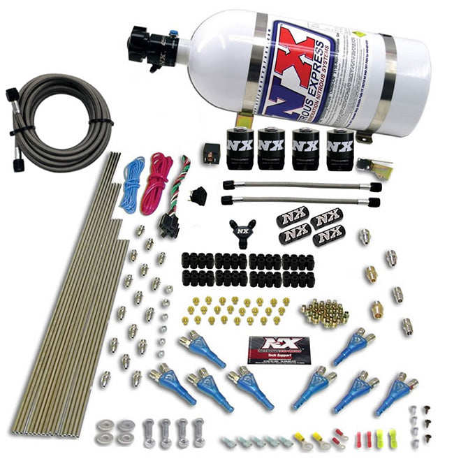 Nitrous Express 8 CYL SHARK DIRECT PORT 4 SOLENOIDS WITH 10LB BOTTLE (200-600HP JETTING) NX-90006-10
