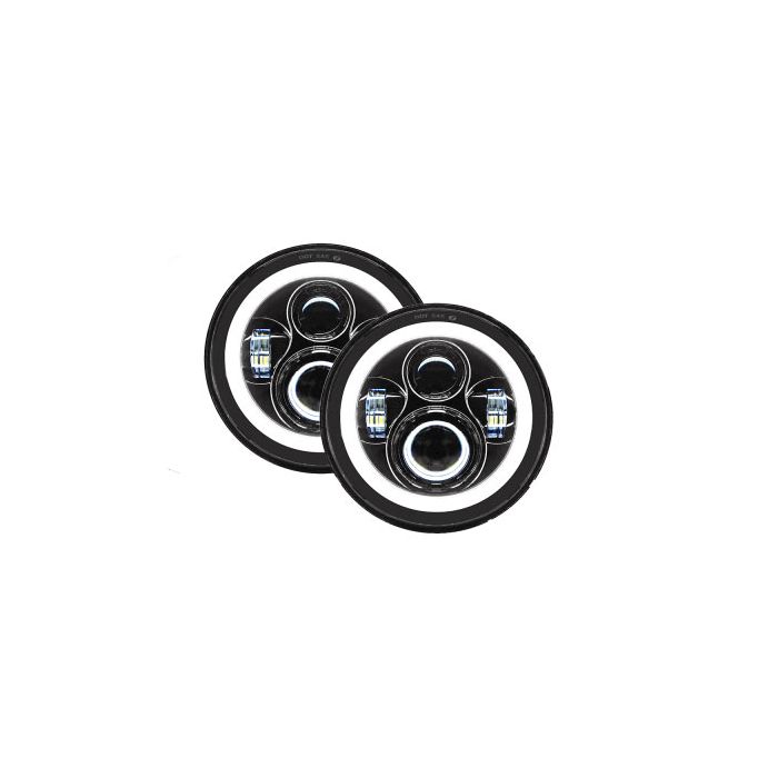 Quake LED - QTE959 - Jeep JK/CJ/TJ 7 Inch Headlights W/White DRL Halo And Amber Turn Signals