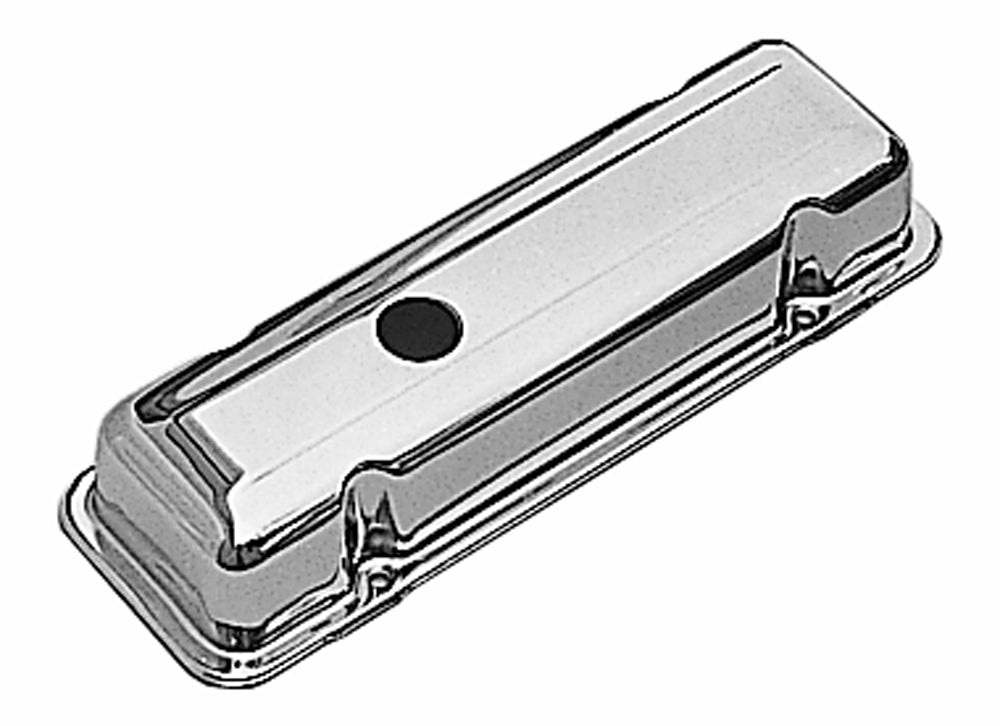 Trans-Dapt Performance Traditional Design Valve Covers; Short; 1980-1984 Chevy 229 90 Degree V6- Chrome 9039