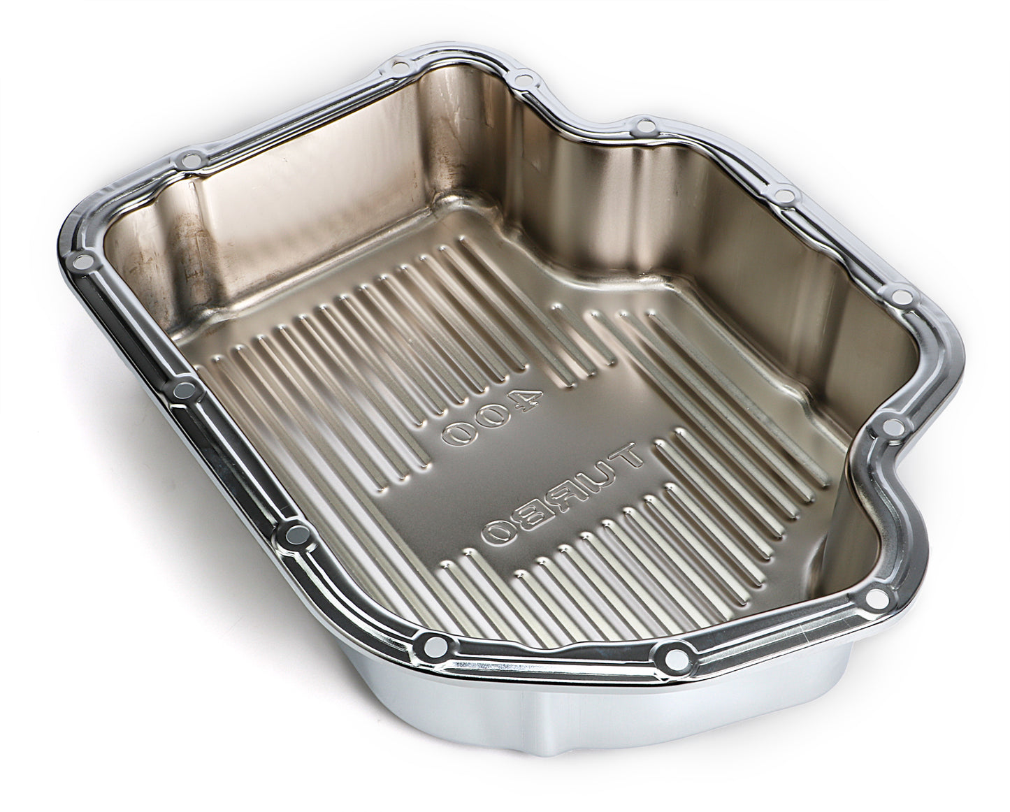 Trans-Dapt Performance Chrome Steel Extra Capacity Transmission Pan; Finned; Gm Turbo 400 9106