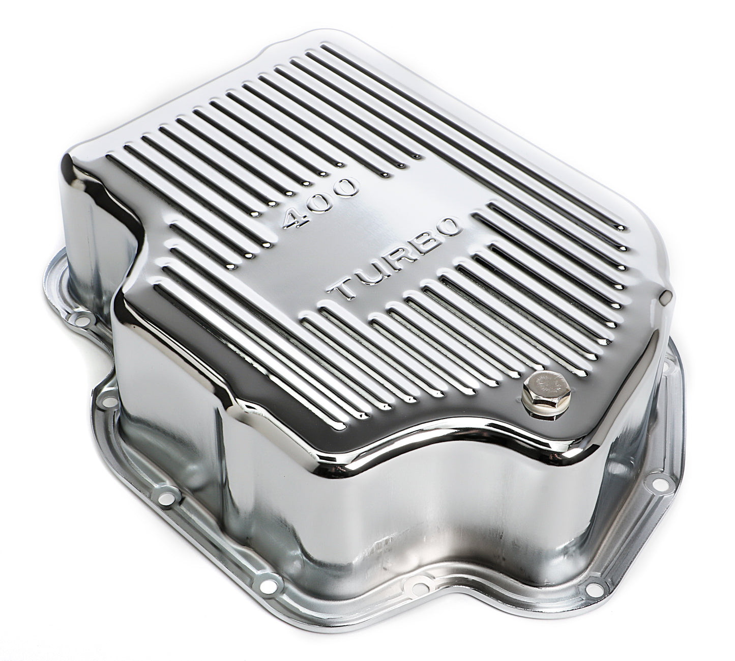 Trans-Dapt Performance Chrome Steel Extra Capacity Transmission Pan; Finned; Gm Turbo 400 9106
