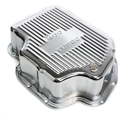 Trans-Dapt Performance Chrome Steel Extra Capacity Transmission Pan; Finned; Gm Turbo 400 9106