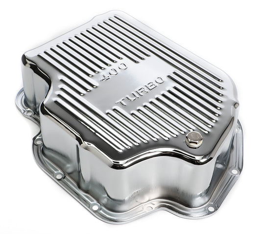 Trans-Dapt Performance Chrome Steel Extra Capacity Transmission Pan; Finned; Gm Turbo 400 9106
