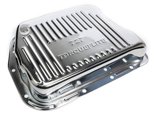 Trans-Dapt Performance Chrome Steel Extra Capacity Transmission Pan; Finned; Chrysler 727 9108