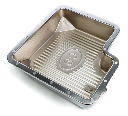 Trans-Dapt Performance Chrome Steel Extra Capacity Transmission Pan; Finned; Ford C6 9109