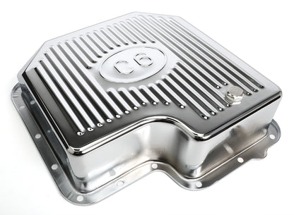 Trans-Dapt Performance Chrome Steel Extra Capacity Transmission Pan; Finned; Ford C6 9109