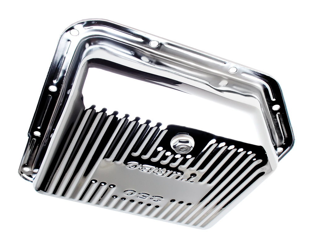 Trans-Dapt Performance Th350- Chrome Transmission Pan; Stock Capacity; Stock Depth; Finned Bottom 9122