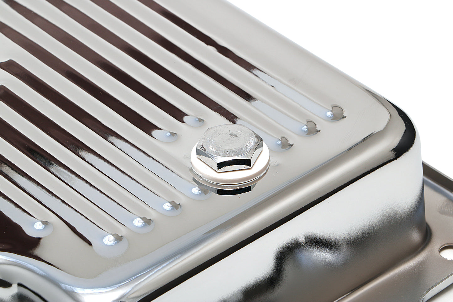 Trans-Dapt Performance Ford C-6- Chrome Transmission Pan; Stock Capacity; Stock Depth; Finned Bottom 9125